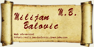 Milijan Balović vizit kartica